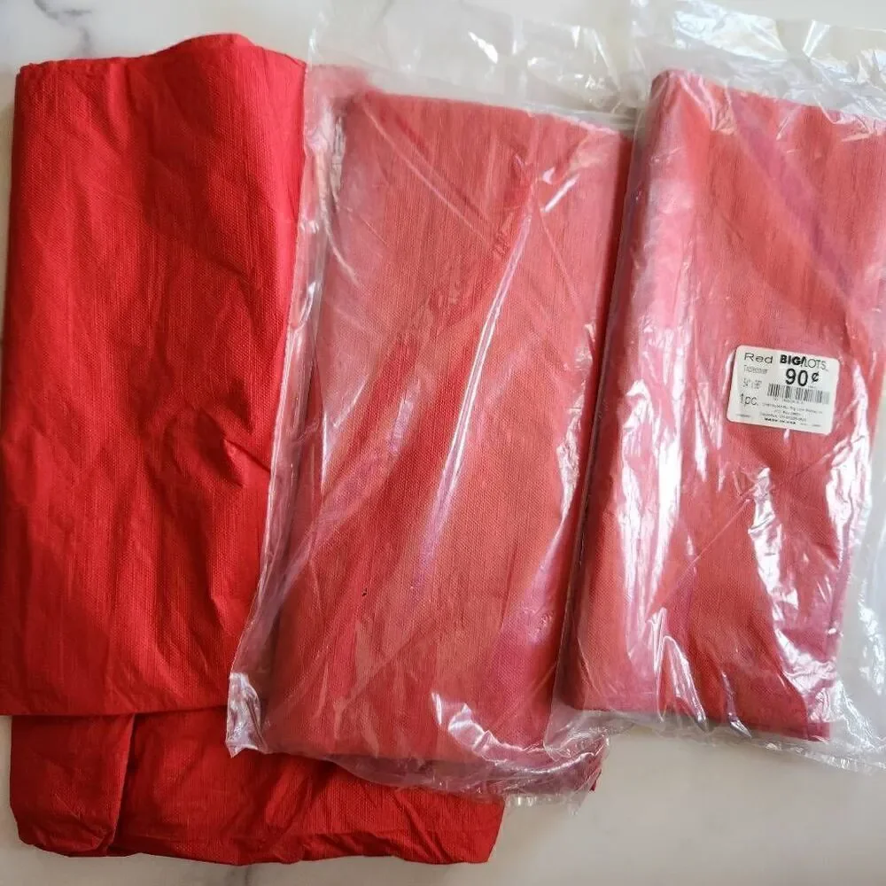 Serviette red green New 7 pieces scalloped hem table linen napkins
